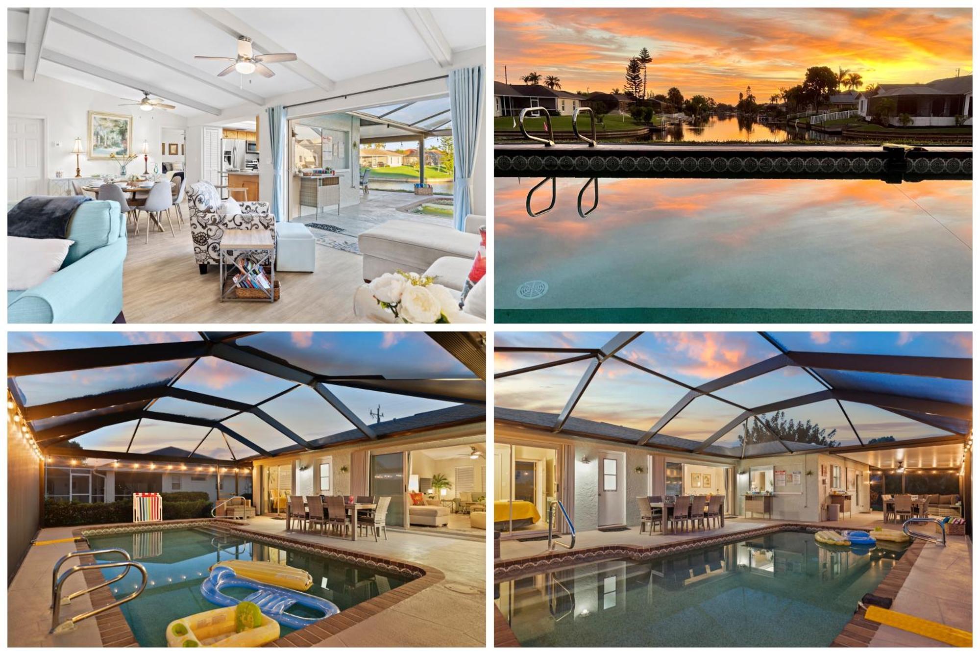 Serenity Waterfront Villa With King Suite, Private Pool, Great Lanai Enclosure And Long Water Views Кейп Корал Екстериор снимка